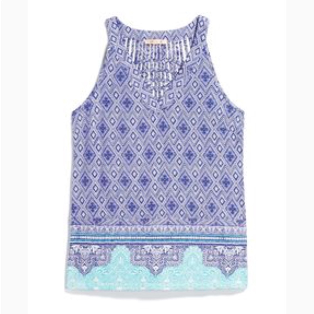 Skies are Blue Edgar Border Print Knit Tank Top